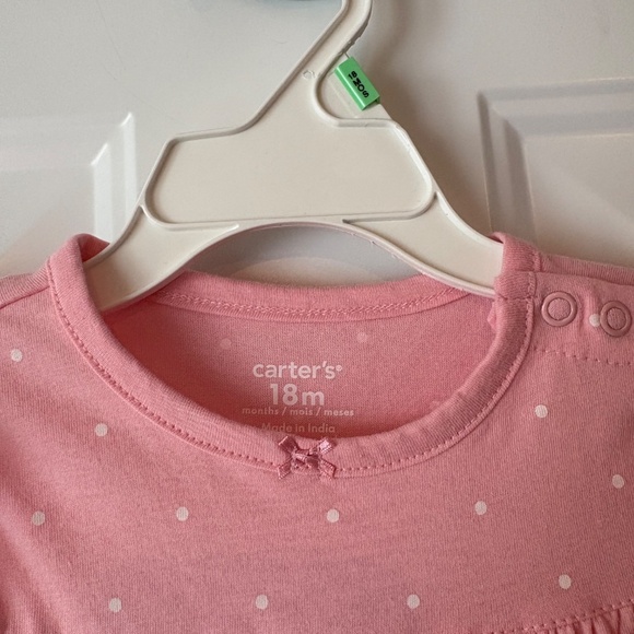 Carters Baby Girl Pink Polka Dot Romper Size 18M Flutter Sleeves NEW WITH TAGS - Picture 4 of 6